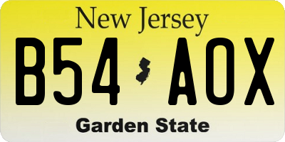 NJ license plate B54AOX