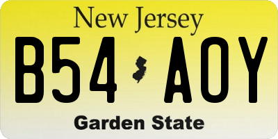 NJ license plate B54AOY