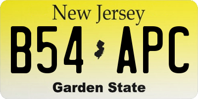 NJ license plate B54APC