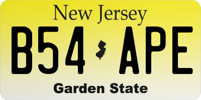 NJ license plate B54APE