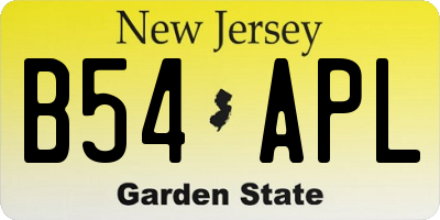NJ license plate B54APL