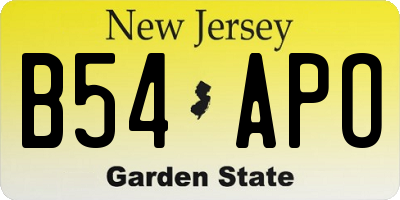 NJ license plate B54APO