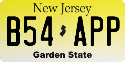 NJ license plate B54APP