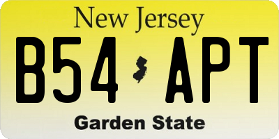 NJ license plate B54APT
