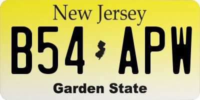 NJ license plate B54APW