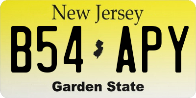 NJ license plate B54APY