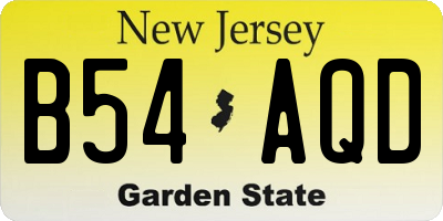 NJ license plate B54AQD