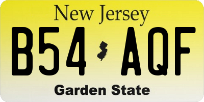 NJ license plate B54AQF