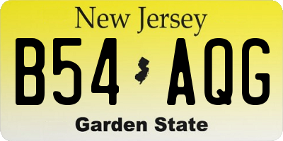 NJ license plate B54AQG