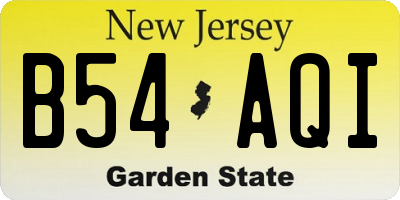 NJ license plate B54AQI