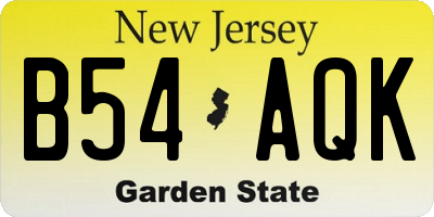 NJ license plate B54AQK