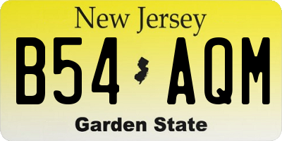 NJ license plate B54AQM