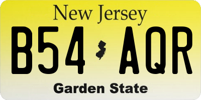 NJ license plate B54AQR