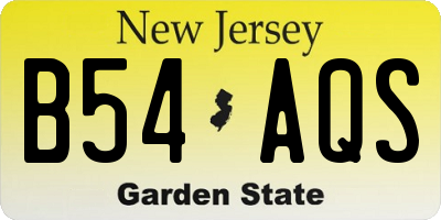 NJ license plate B54AQS