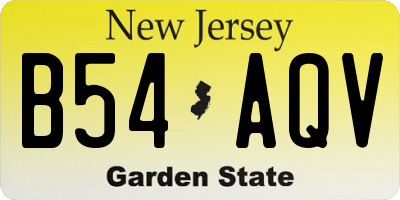 NJ license plate B54AQV