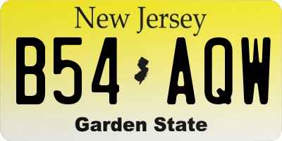 NJ license plate B54AQW