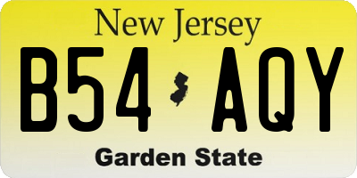 NJ license plate B54AQY