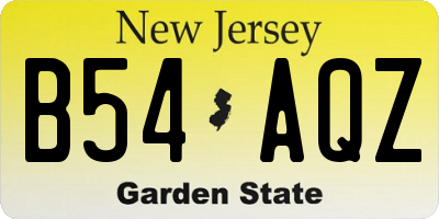 NJ license plate B54AQZ