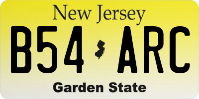 NJ license plate B54ARC