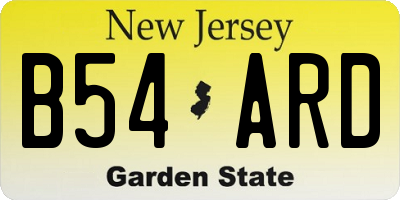 NJ license plate B54ARD