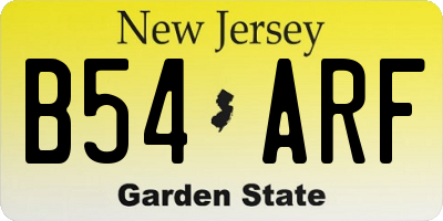 NJ license plate B54ARF