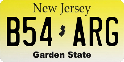 NJ license plate B54ARG