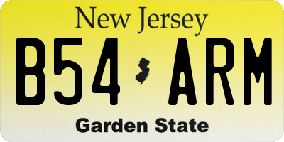 NJ license plate B54ARM