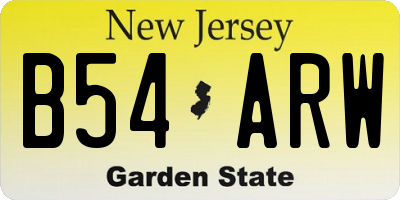 NJ license plate B54ARW