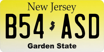 NJ license plate B54ASD