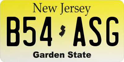 NJ license plate B54ASG