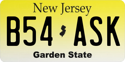 NJ license plate B54ASK
