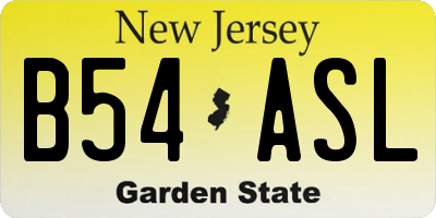 NJ license plate B54ASL