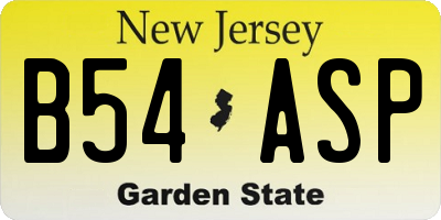 NJ license plate B54ASP