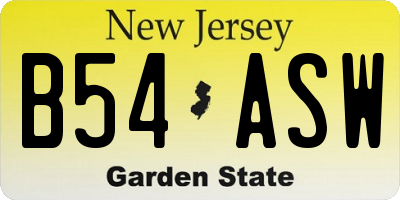 NJ license plate B54ASW