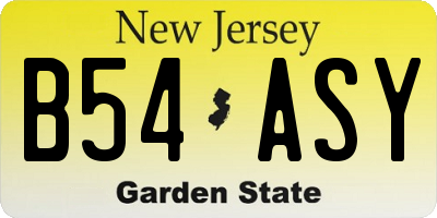 NJ license plate B54ASY