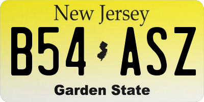 NJ license plate B54ASZ