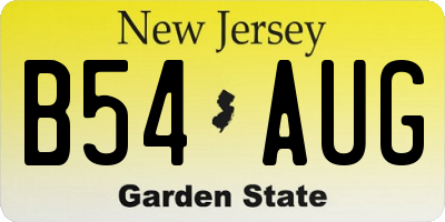 NJ license plate B54AUG