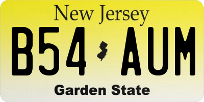 NJ license plate B54AUM