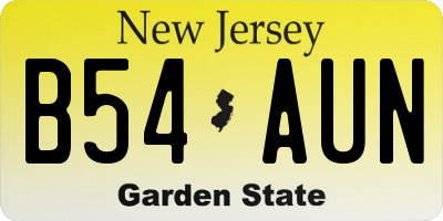 NJ license plate B54AUN