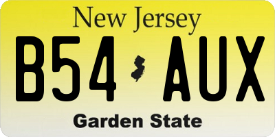 NJ license plate B54AUX
