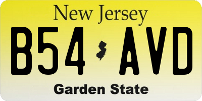 NJ license plate B54AVD