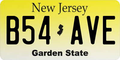 NJ license plate B54AVE