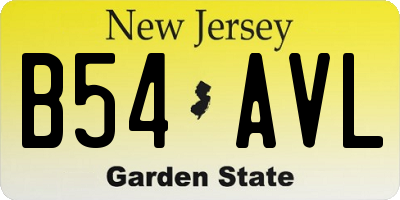 NJ license plate B54AVL