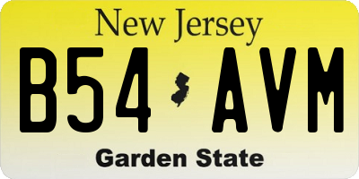 NJ license plate B54AVM