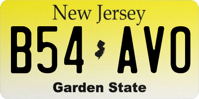 NJ license plate B54AVO