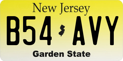 NJ license plate B54AVY