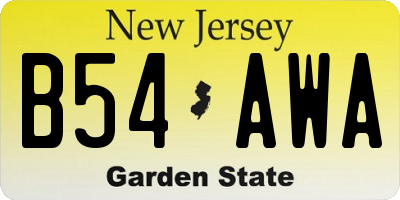 NJ license plate B54AWA
