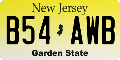 NJ license plate B54AWB