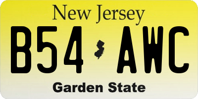 NJ license plate B54AWC