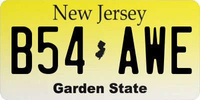 NJ license plate B54AWE